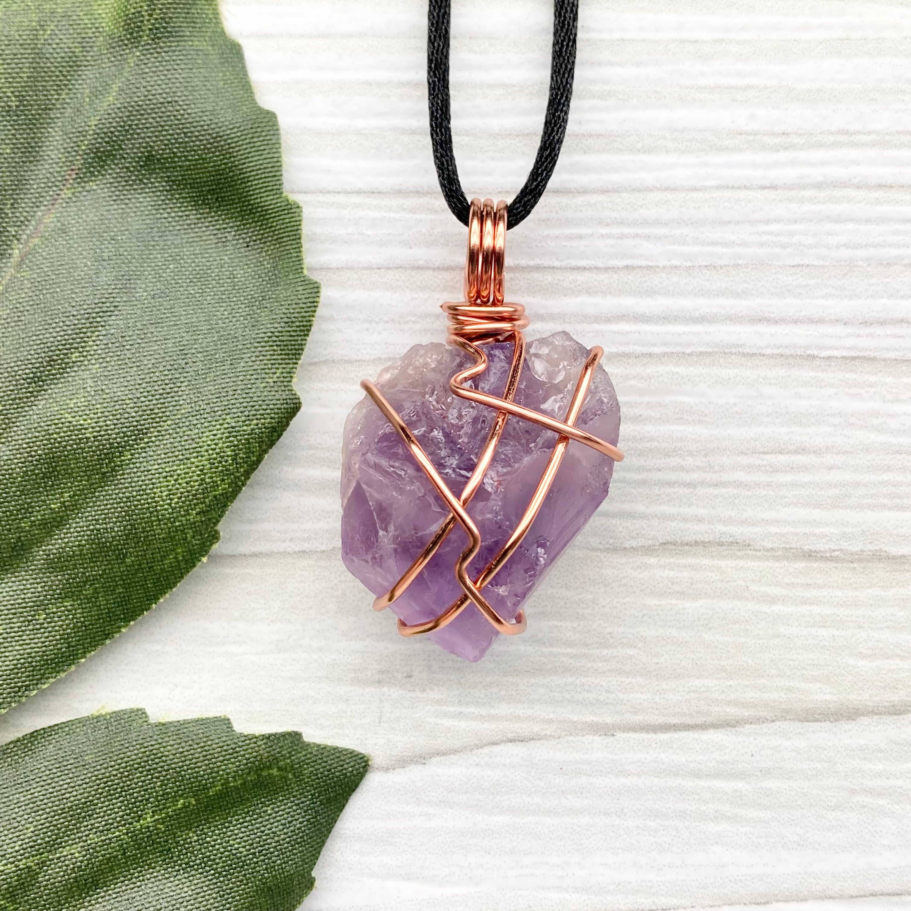 Amethyst Wave Raw Amethyst Necklace - Copper Wrapped Crystal - Solstice Waves ...