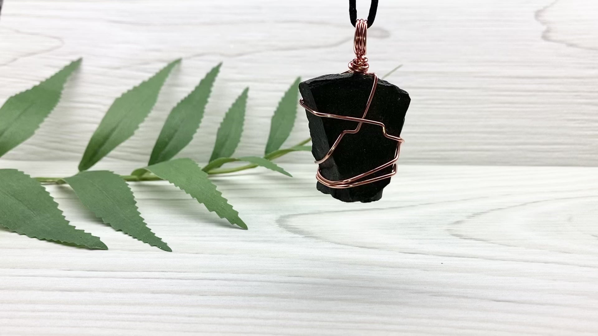 Black Agate Necklace. Raw Black Agate Stone Wrapped With Copper Wire. This pendant Is A Bit Chunky. Comes On A Black Chain. New Age Spiritual Jewelry.