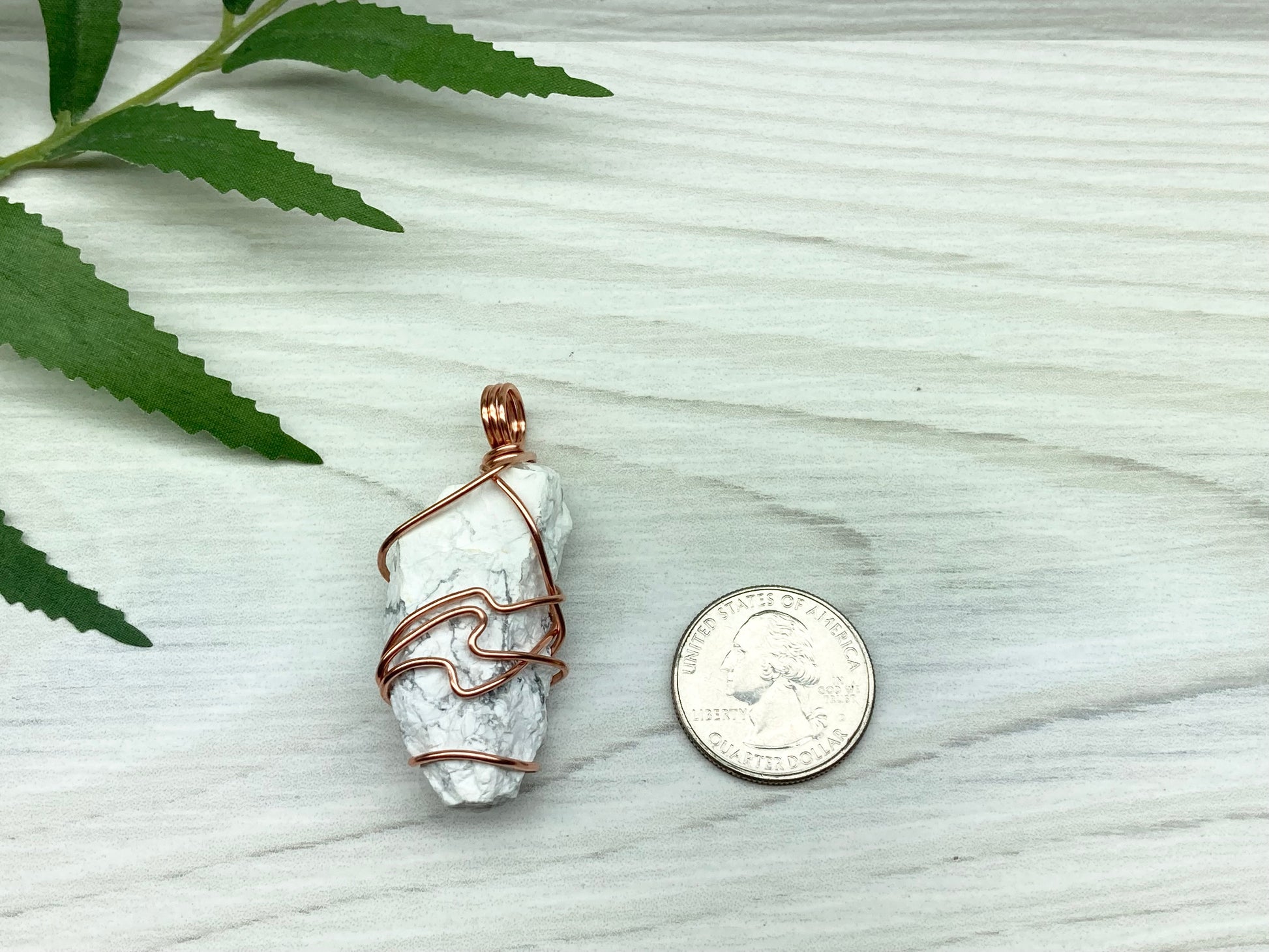 Raw Howlite Necklace. Raw White Crystal With Gray Marble Wrapped With Pure Copper Wire. Comes On A Black Chain. New Age Pendant For Him or Her. Virgo Zodiac Gift.