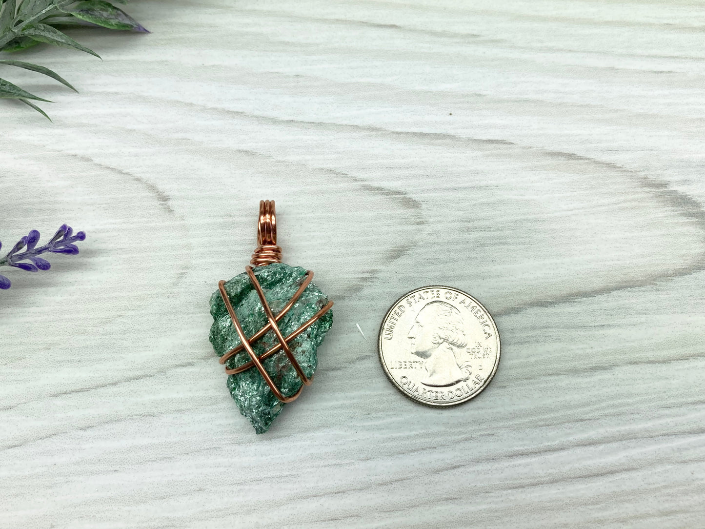Raw Fuchsite Necklace. Copper Wire Wrapped Green Crystal Pendant. Rough Natural Gemstone. Comes On A Black Chain. Handmade Spiritual Jewelry.