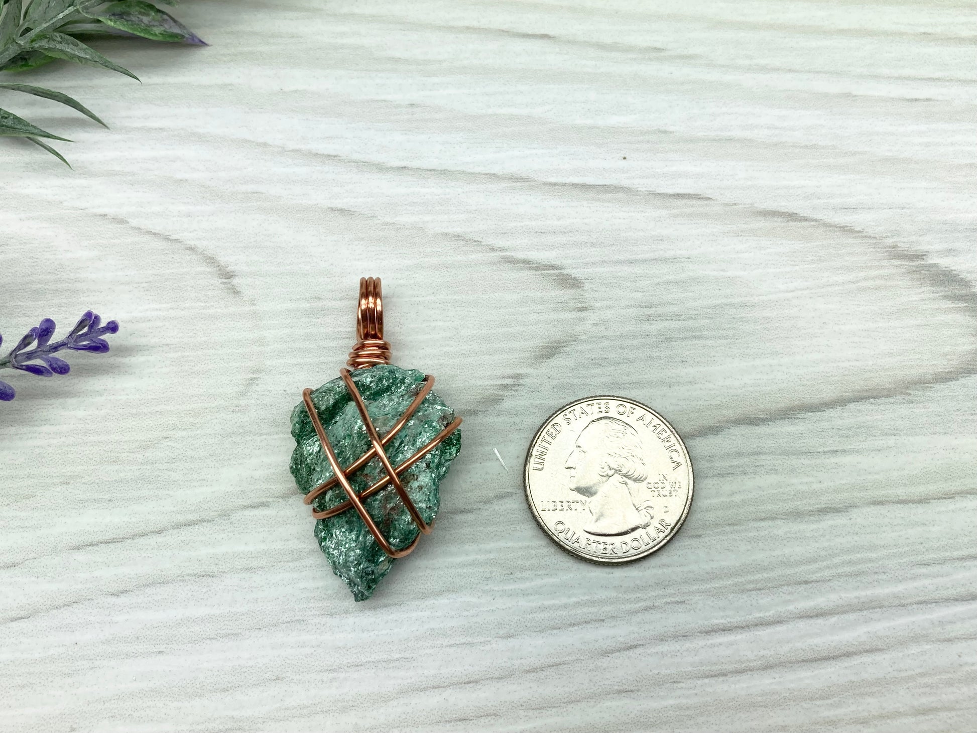 Raw Fuchsite Necklace. Copper Wire Wrapped Green Crystal Pendant. Rough Natural Gemstone. Comes On A Black Chain. Handmade Spiritual Jewelry.