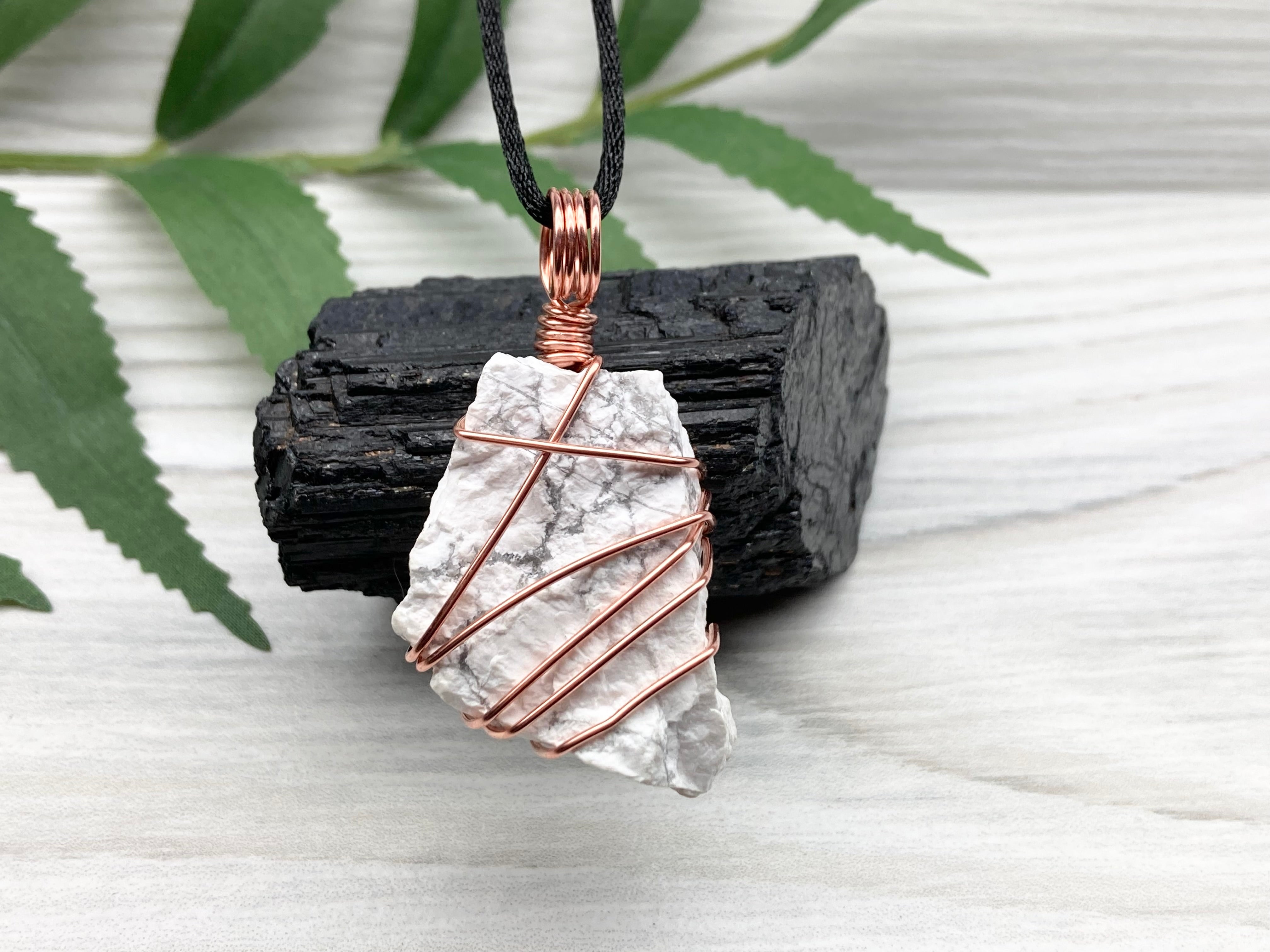 Raw Howlite Necklace - Copper Wrapped Crystal - Solstice Waves –  solsticewaves